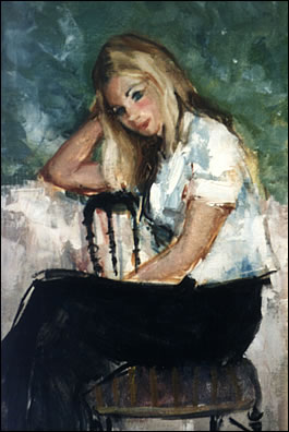 Portrait de Roselyne Gaude par le peintre rémois P.M. Aerts, 1974